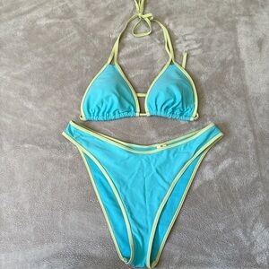 Abercrombie & Fitch Contrast Tie-Front Triangle Bikini Top and Cheeky Bottoms